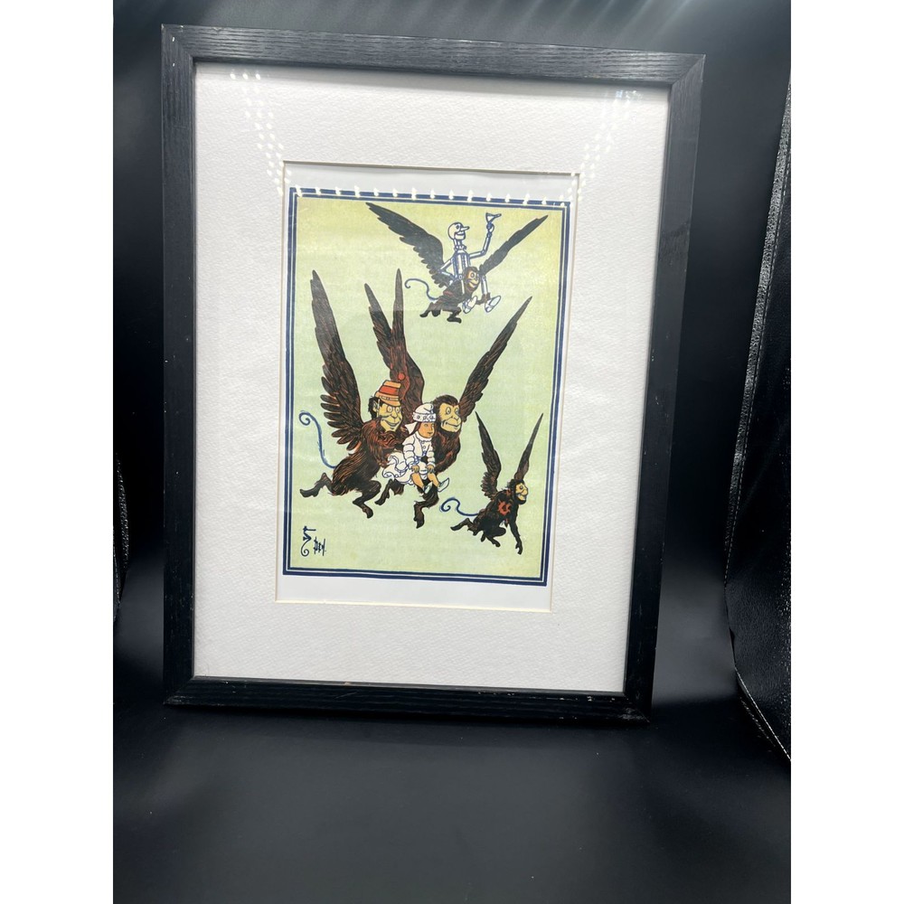 Vintage Rare Flying Monkeys Wizard of Oz Dorothy Framed Print 17x13